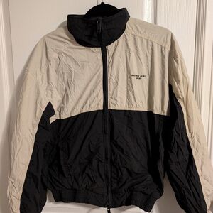 Anine Bing Black & Cream Colorblock Windbreaker Jacket